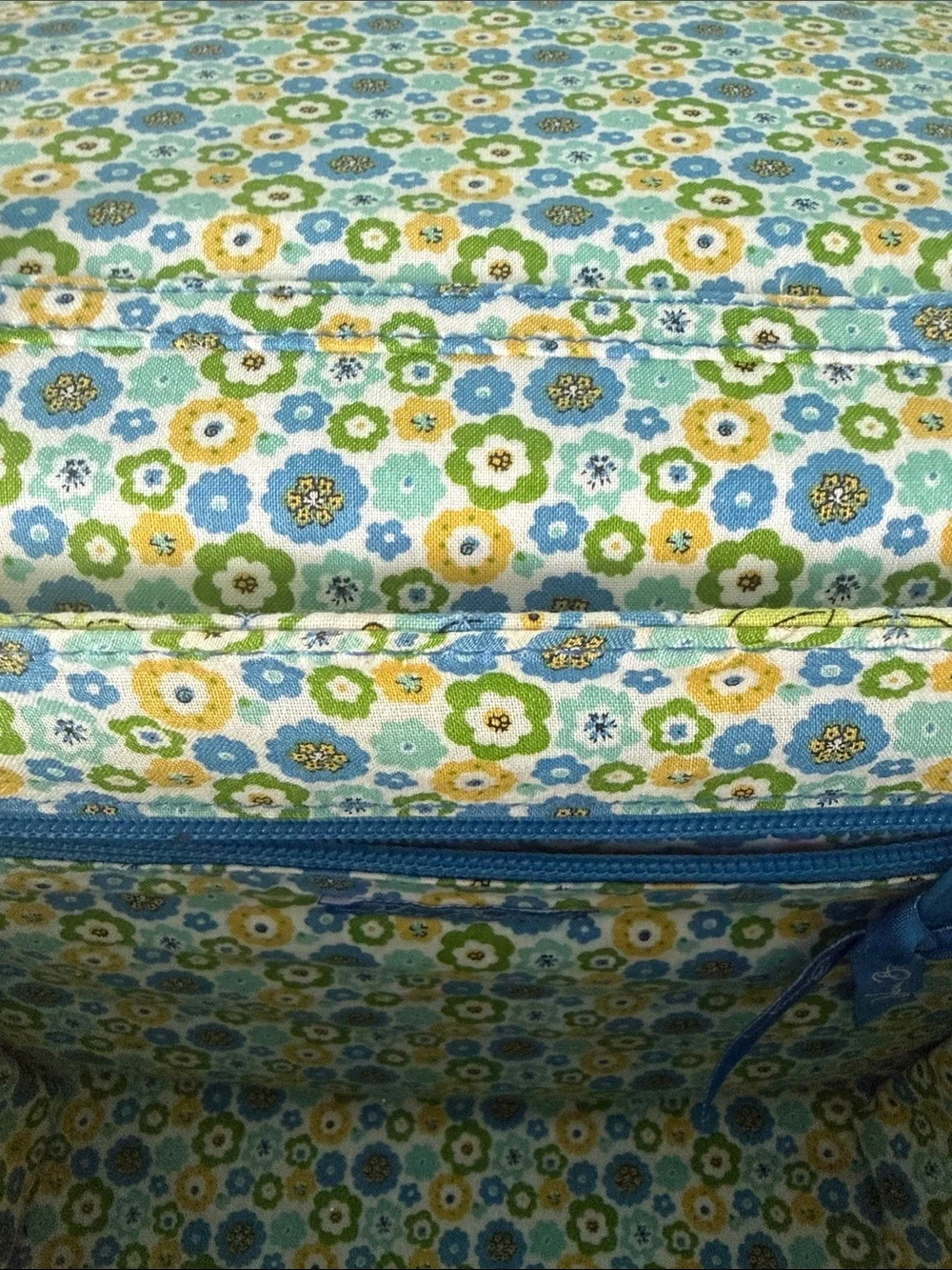 Vera Bradley Quilted Floral Cosmetic Bag Set in Blue, Green & Yellow